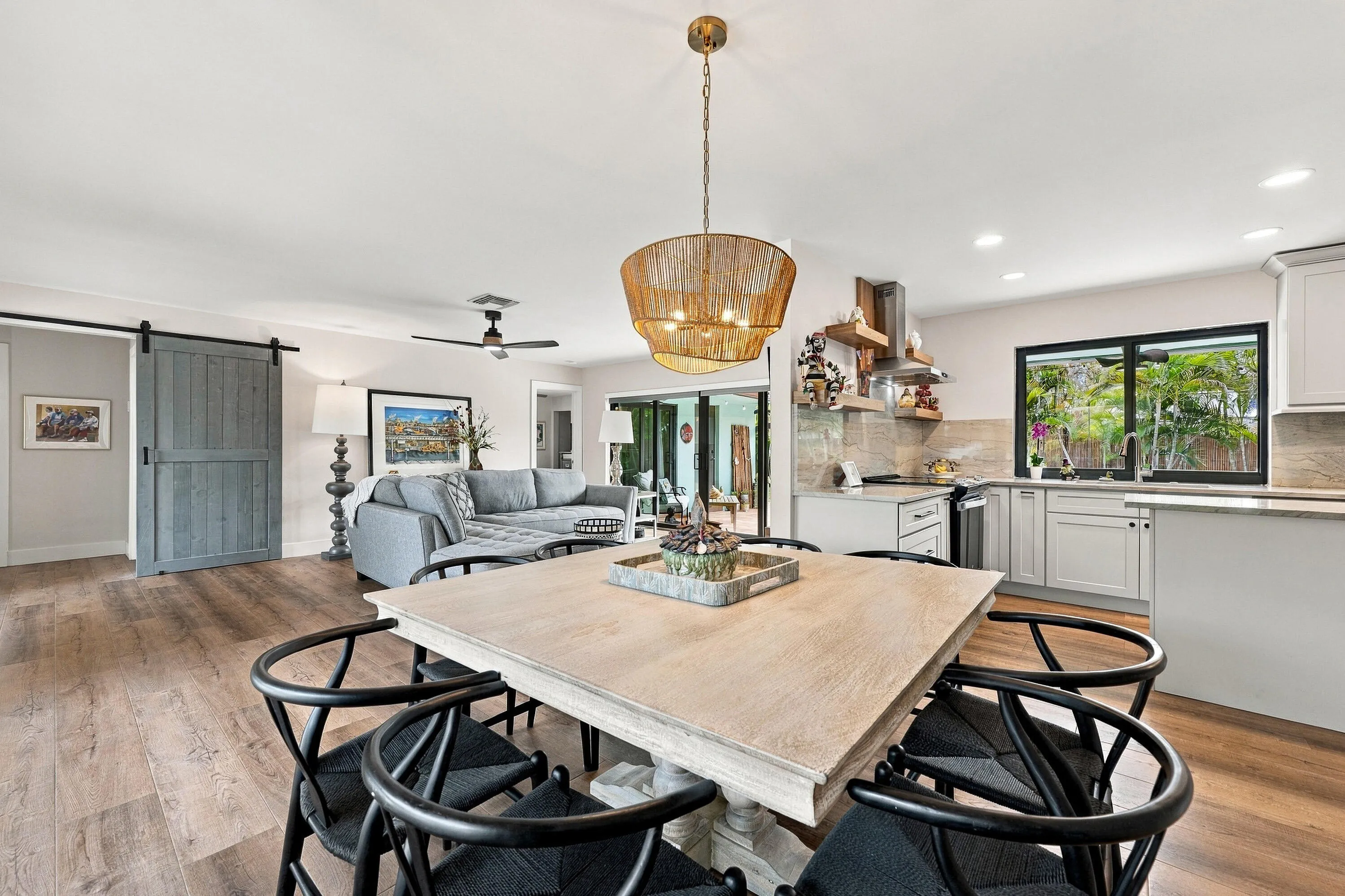 Kitchen & Dining to Guest and Primary Bedrooms
