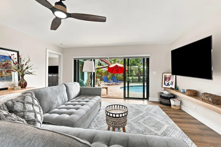 Main living Area to Pool and Patio Entrance to Primary Bedroom