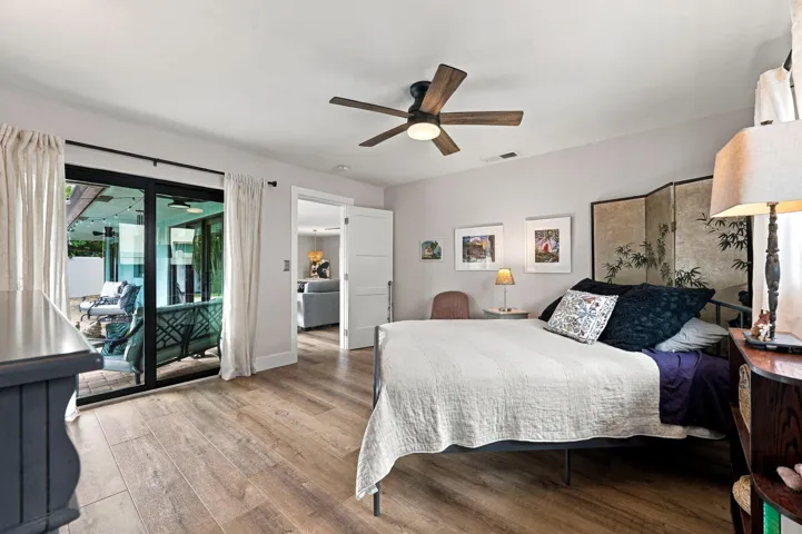 Primary bedroom to pool & patio