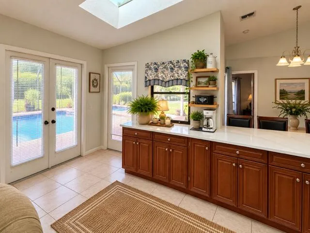 Kitchen view of pool