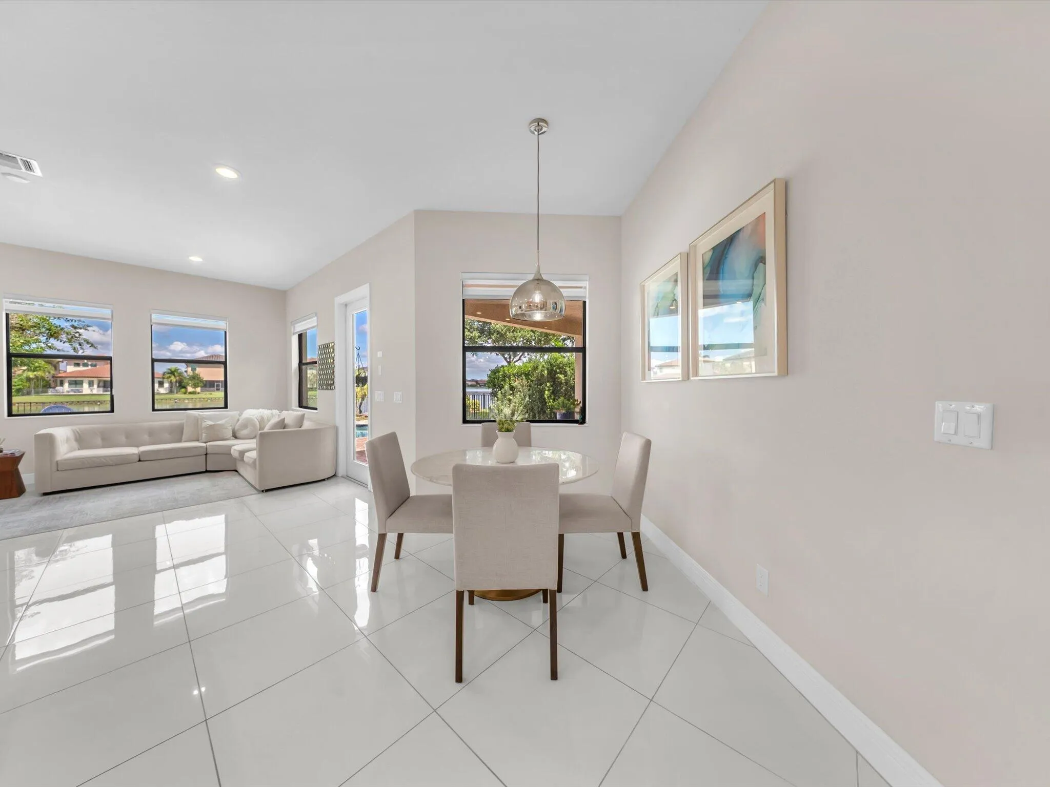 breakfast table and family room