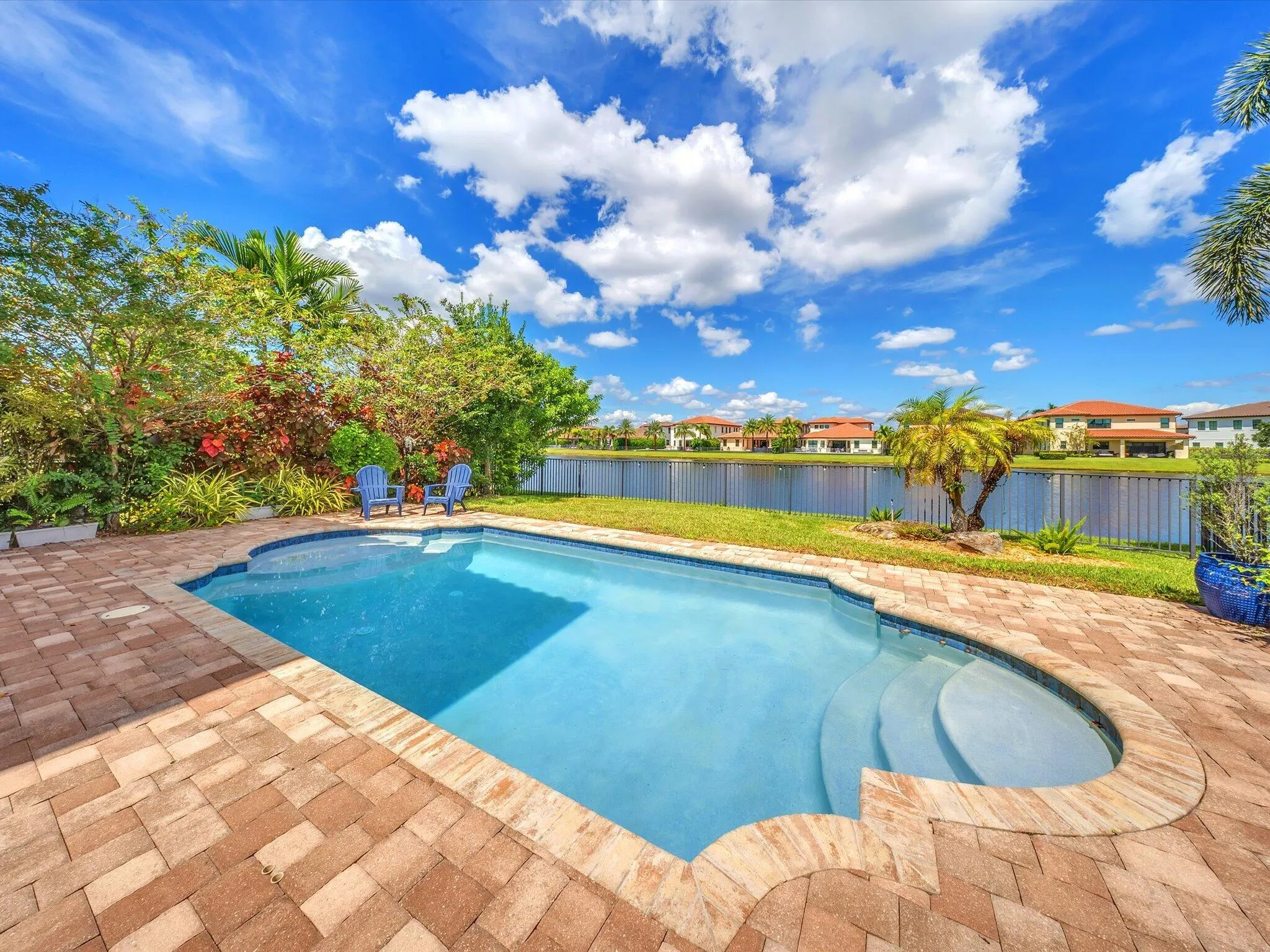 pristine pool and lake background