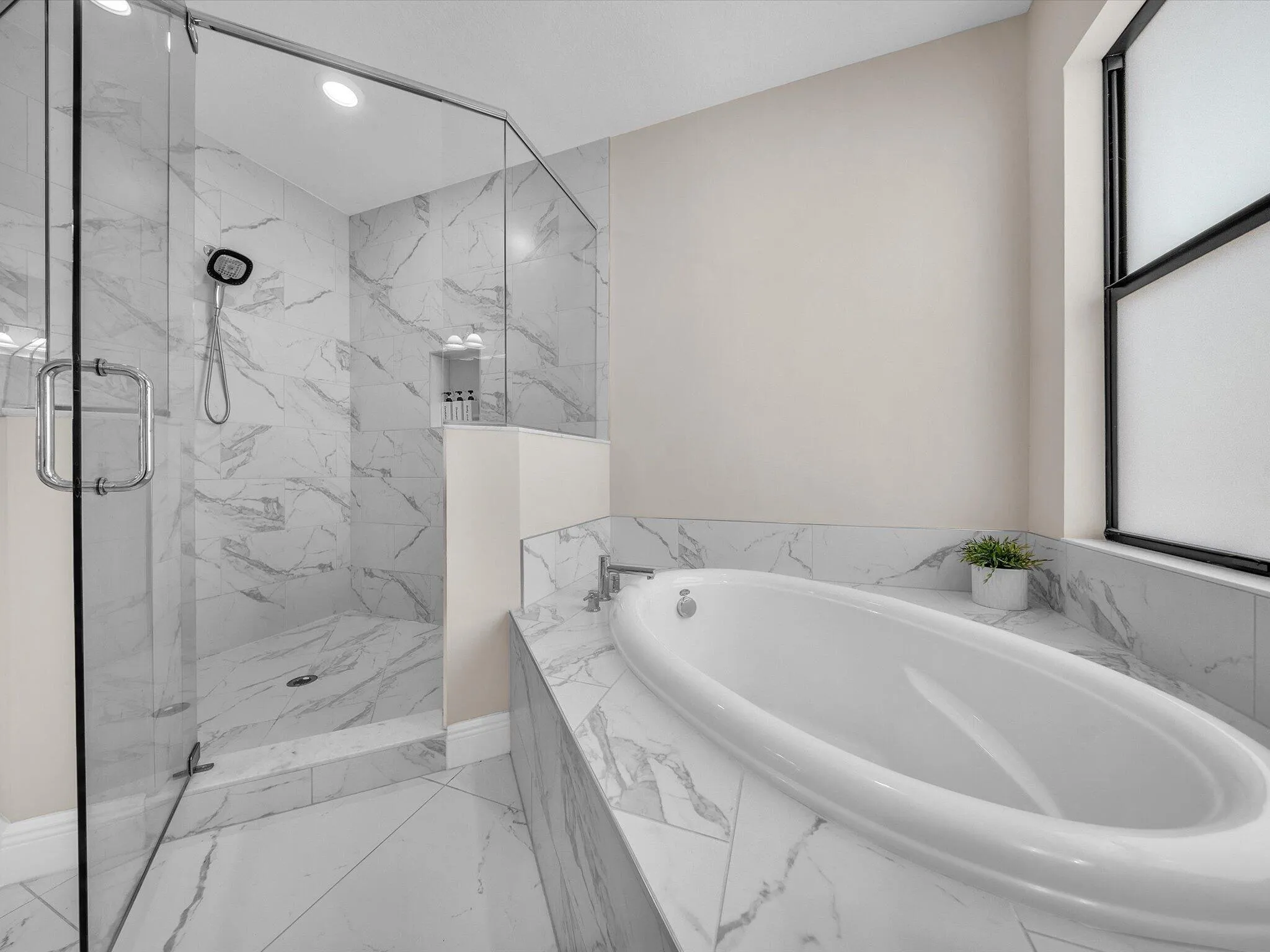 tub and shower built in