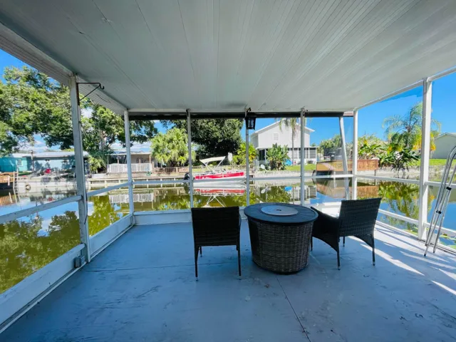 Covered porch over the water