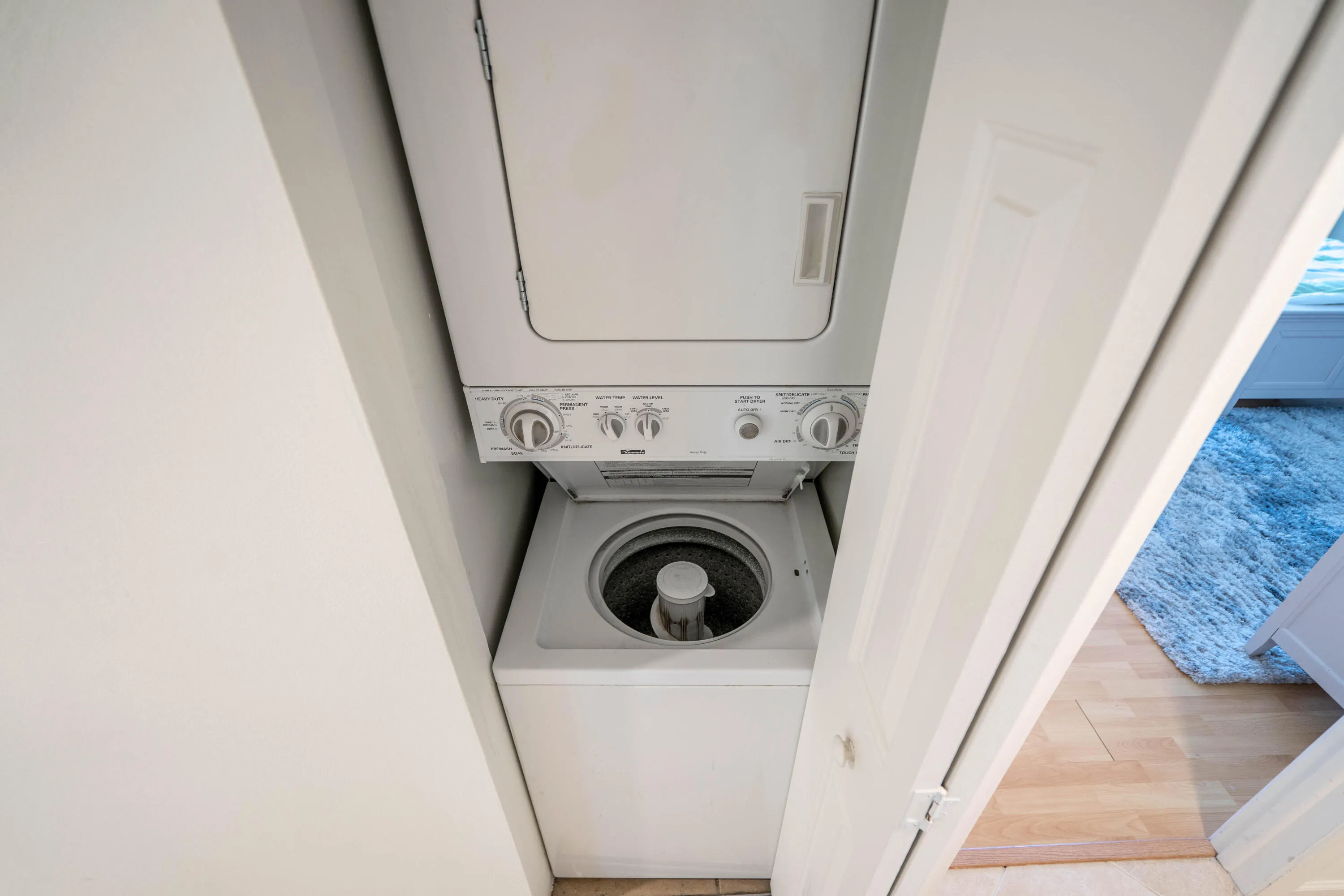 Stackable washer and dryer unit