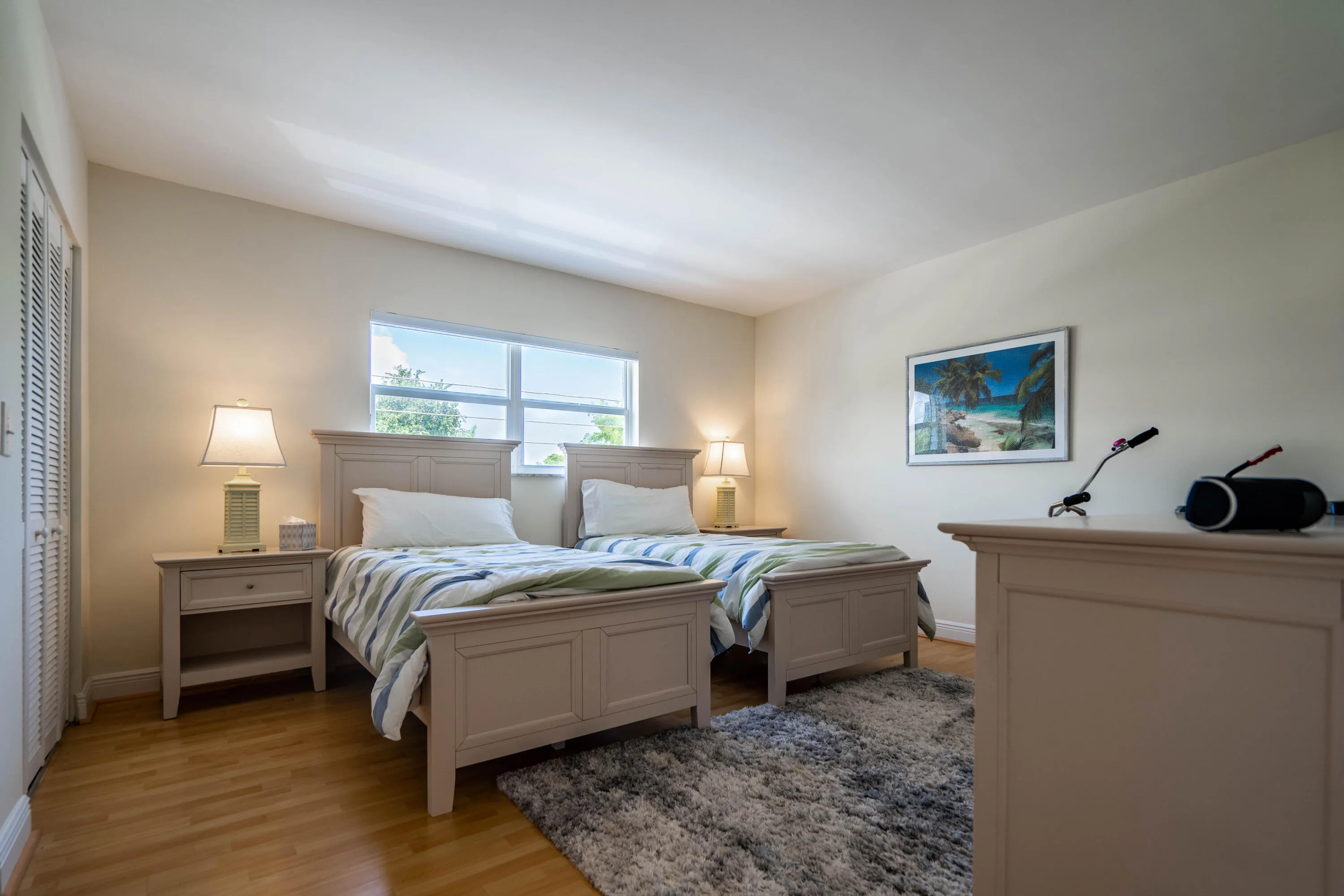 Wood-finish flooring with a neutral wall palette