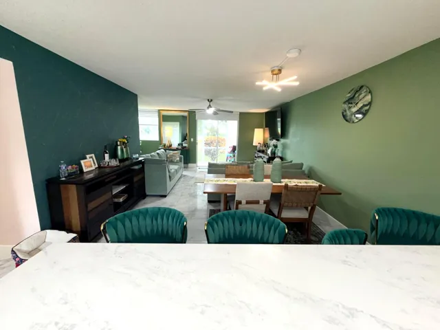 Kitchen to dining area to living room