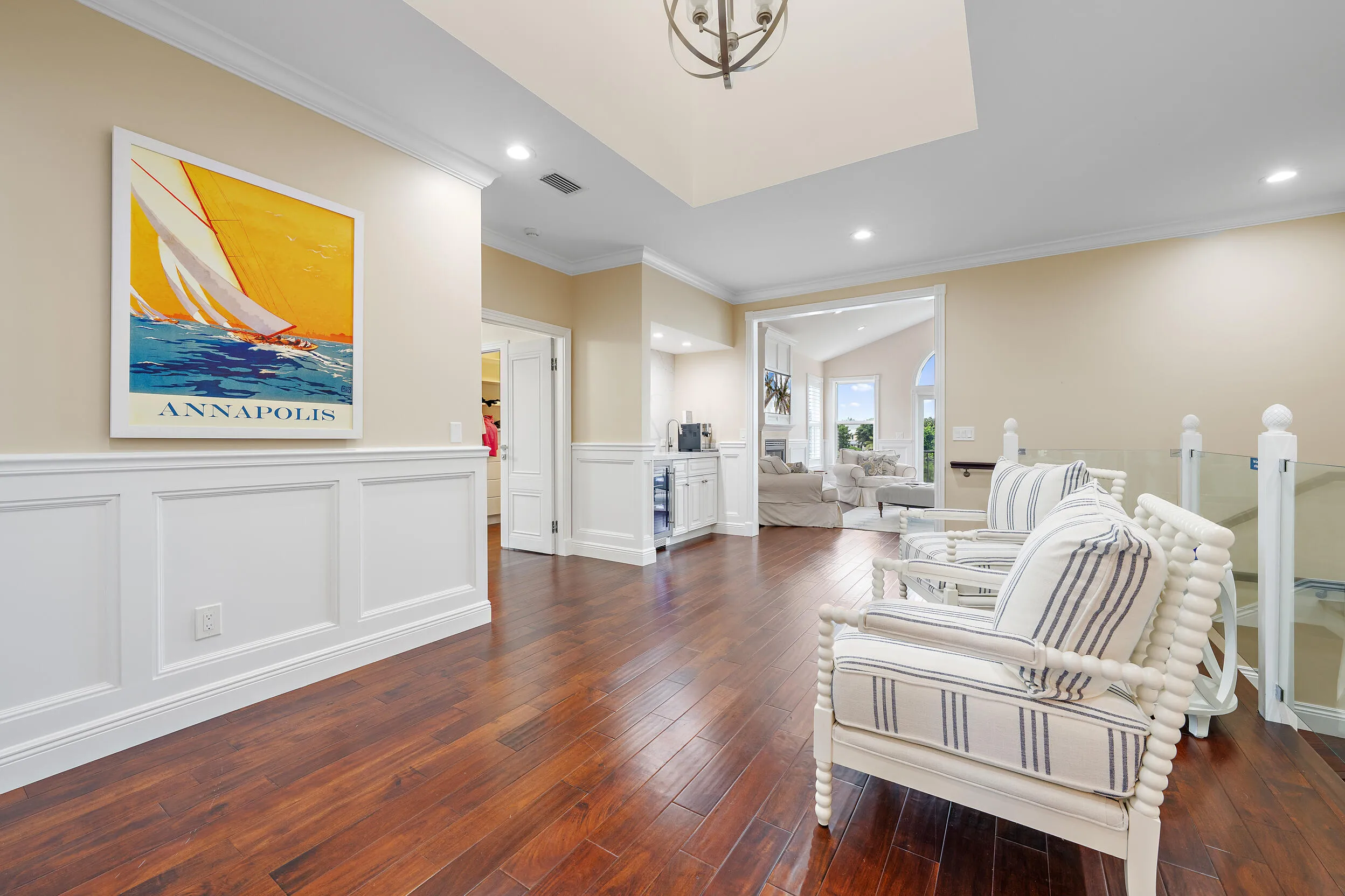 coffee bar with beverage refrigerator. Just outside of second level living room