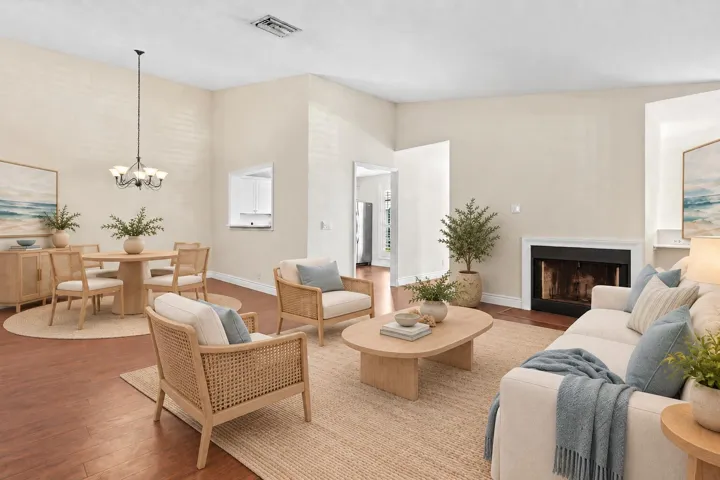 Bright Living Rm opens to Den