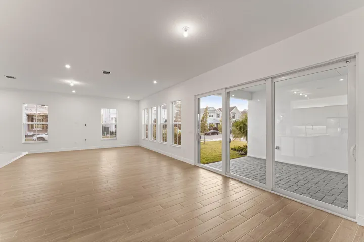 Stock photos represent builder's floorplan