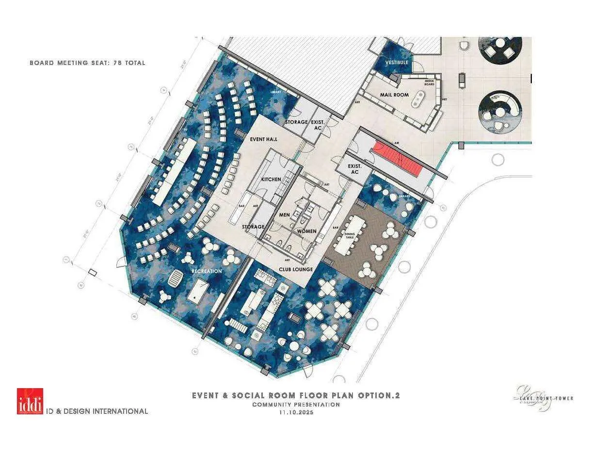 Social room floor plan and rendering_Pag