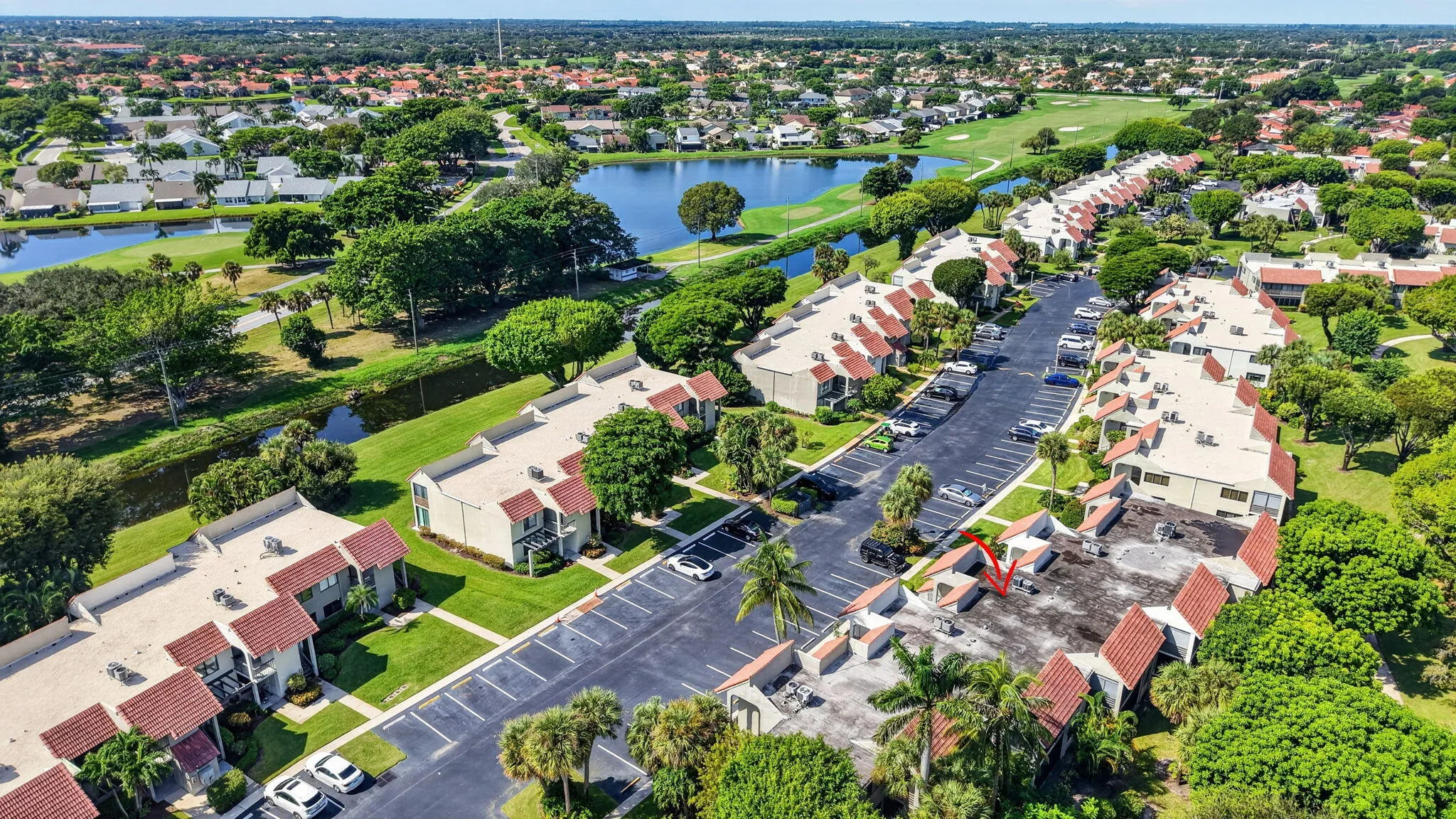 Aerial views of Indian Springs golf course, and multiple water features