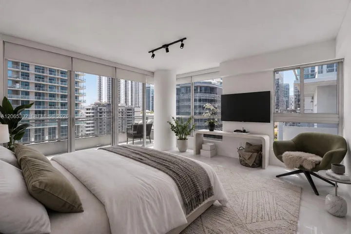 Virtually staged primary bedroom