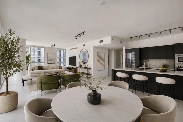 Virtually staged dining area