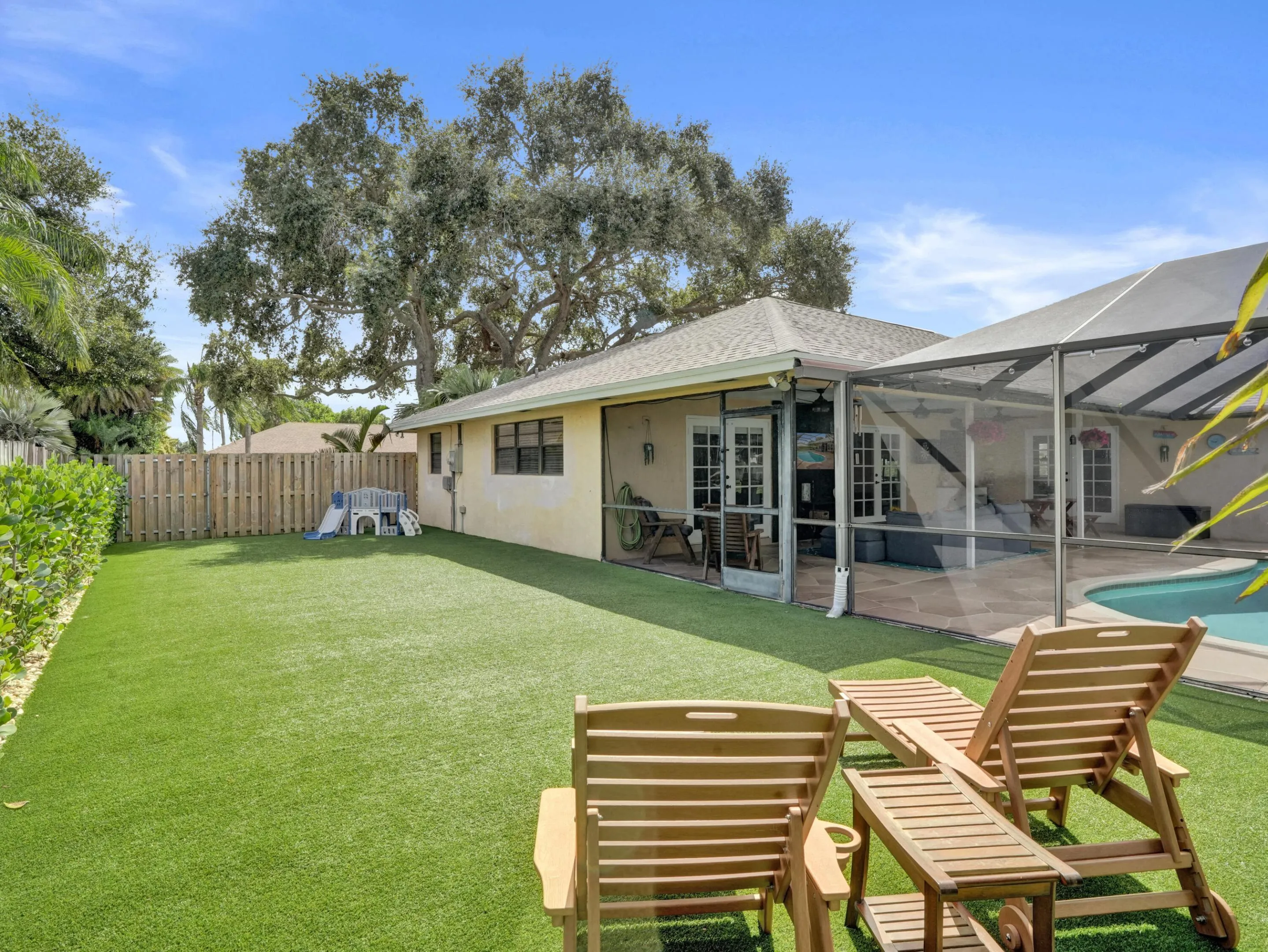 Side-yard with turf
