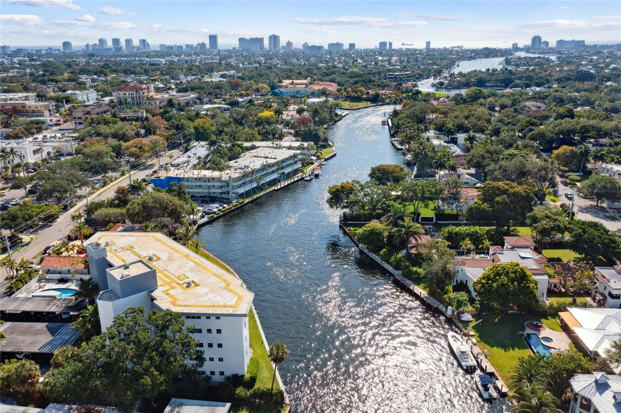 Aerial view looking East toward the Ocean