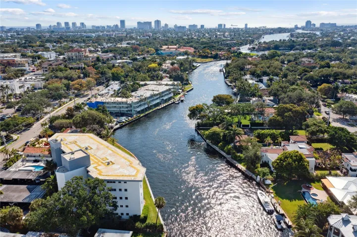 Aerial view looking East toward the Ocean