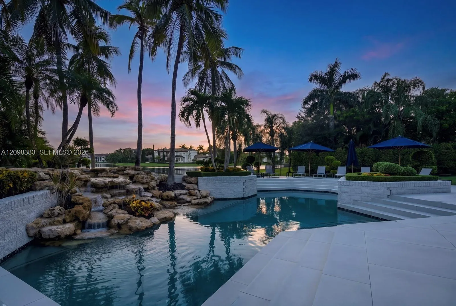 evening aerial luxury estate Weston FL