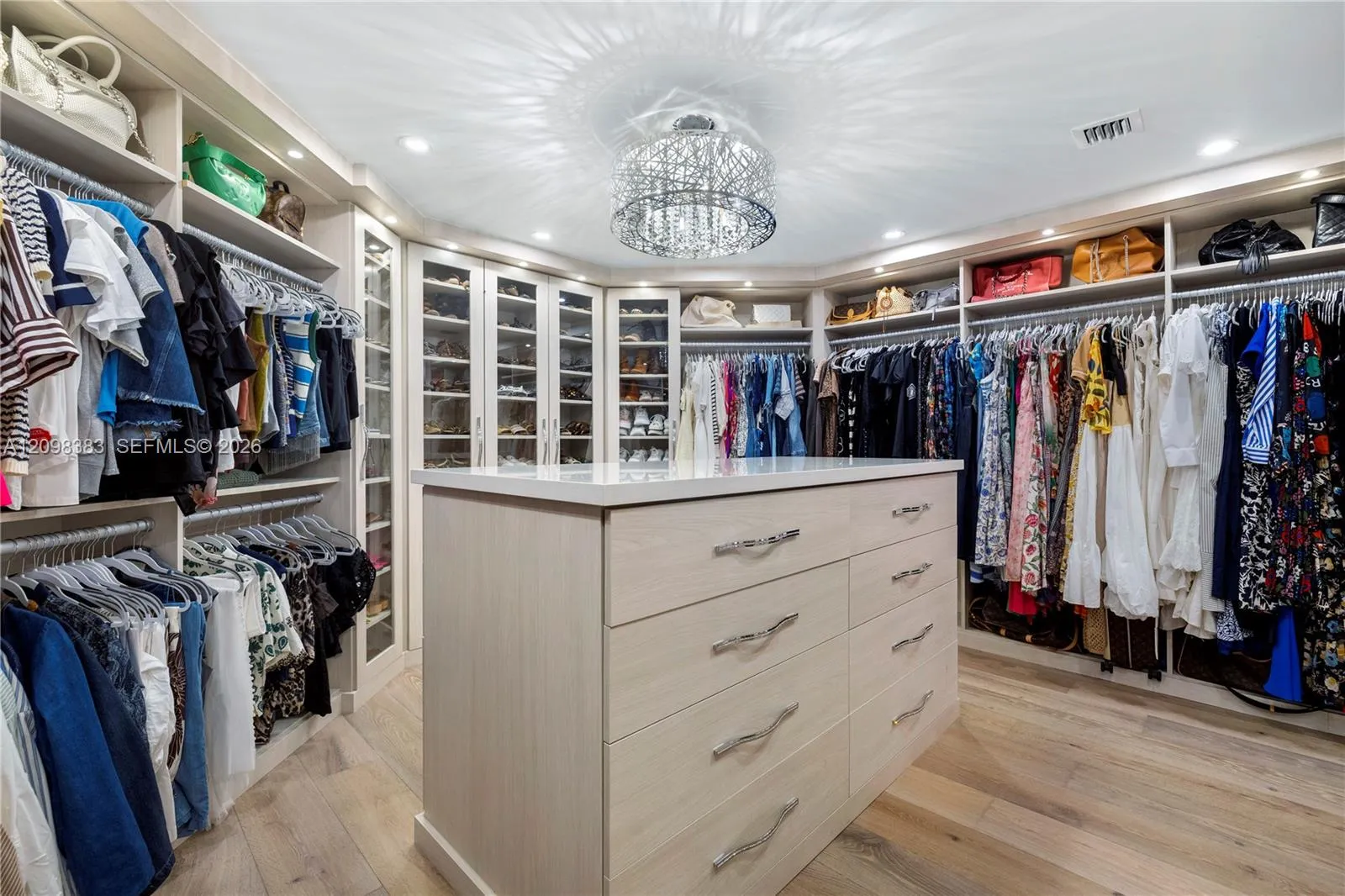 Custom luxury dressing room and closet at 2965 Surrey Lane, Weston Florida.