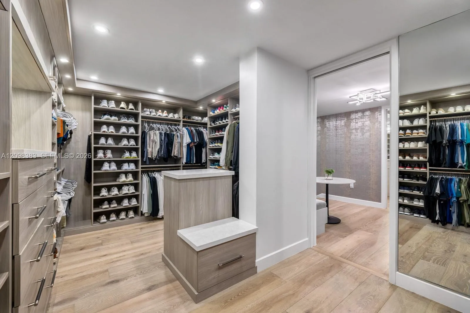 Custom luxury dressing room and closet at 2965 Surrey Lane, Weston Florida.