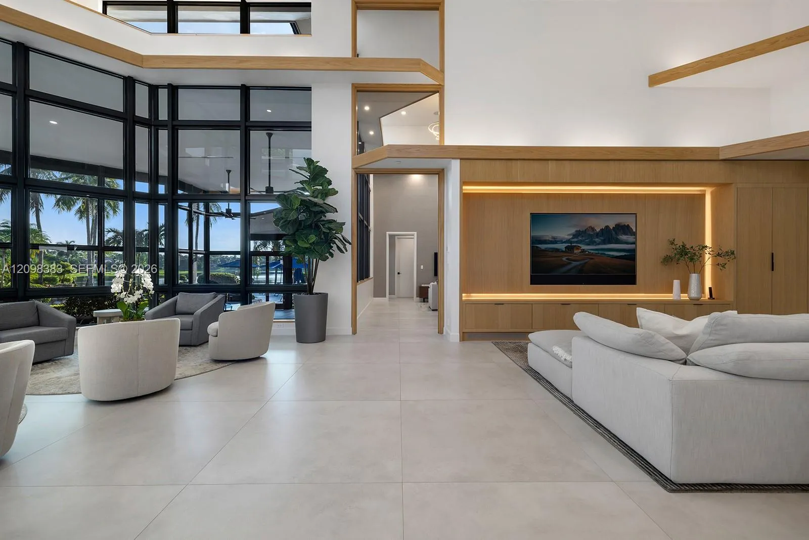 Savant smart home technology integrates lighting, climate, security, audio and shades throughout 2965 Surrey Lane.
