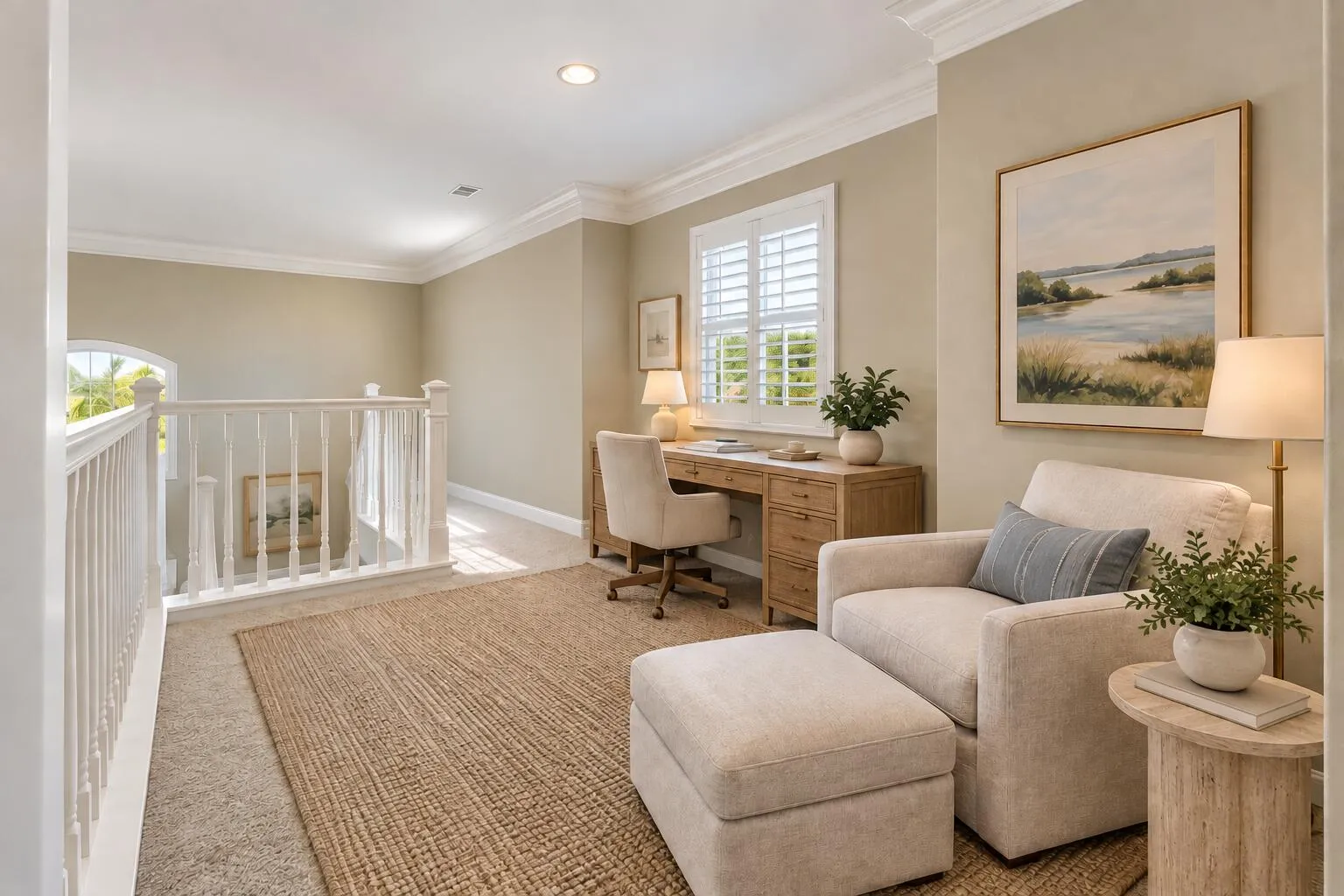 Virtually Staged Upstairs sitting area