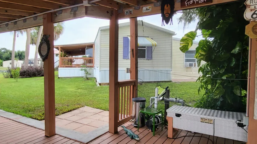 View from deck to house