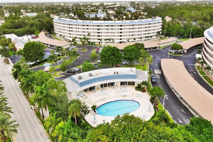 aerial pool and building