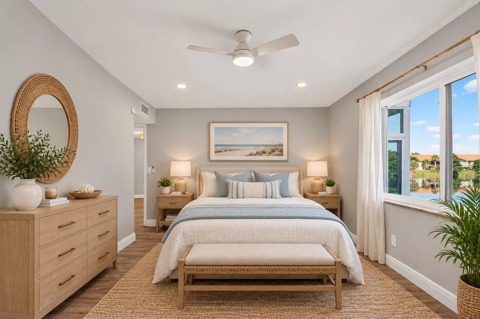 Virtually Staged Primary Bedroom Lake Vi