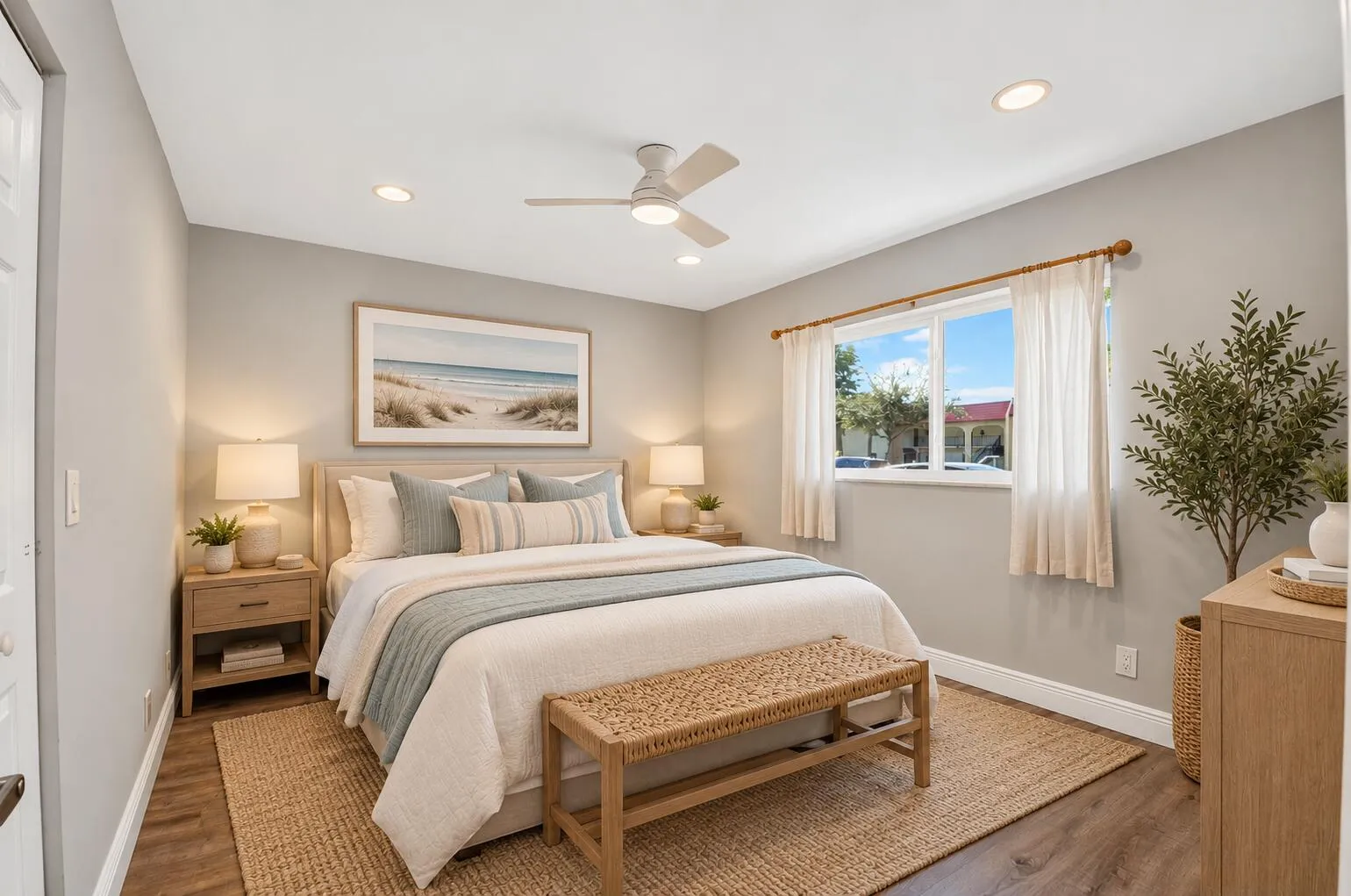Impact Windows, Walk In Closet, New Ceiling Fan w Remote and New Window Treatments