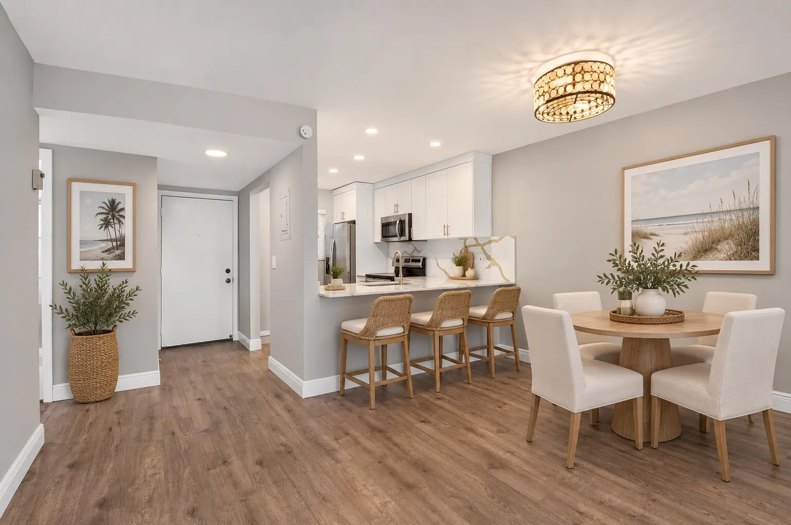 Virtually Staged Dinning Area and Kitche