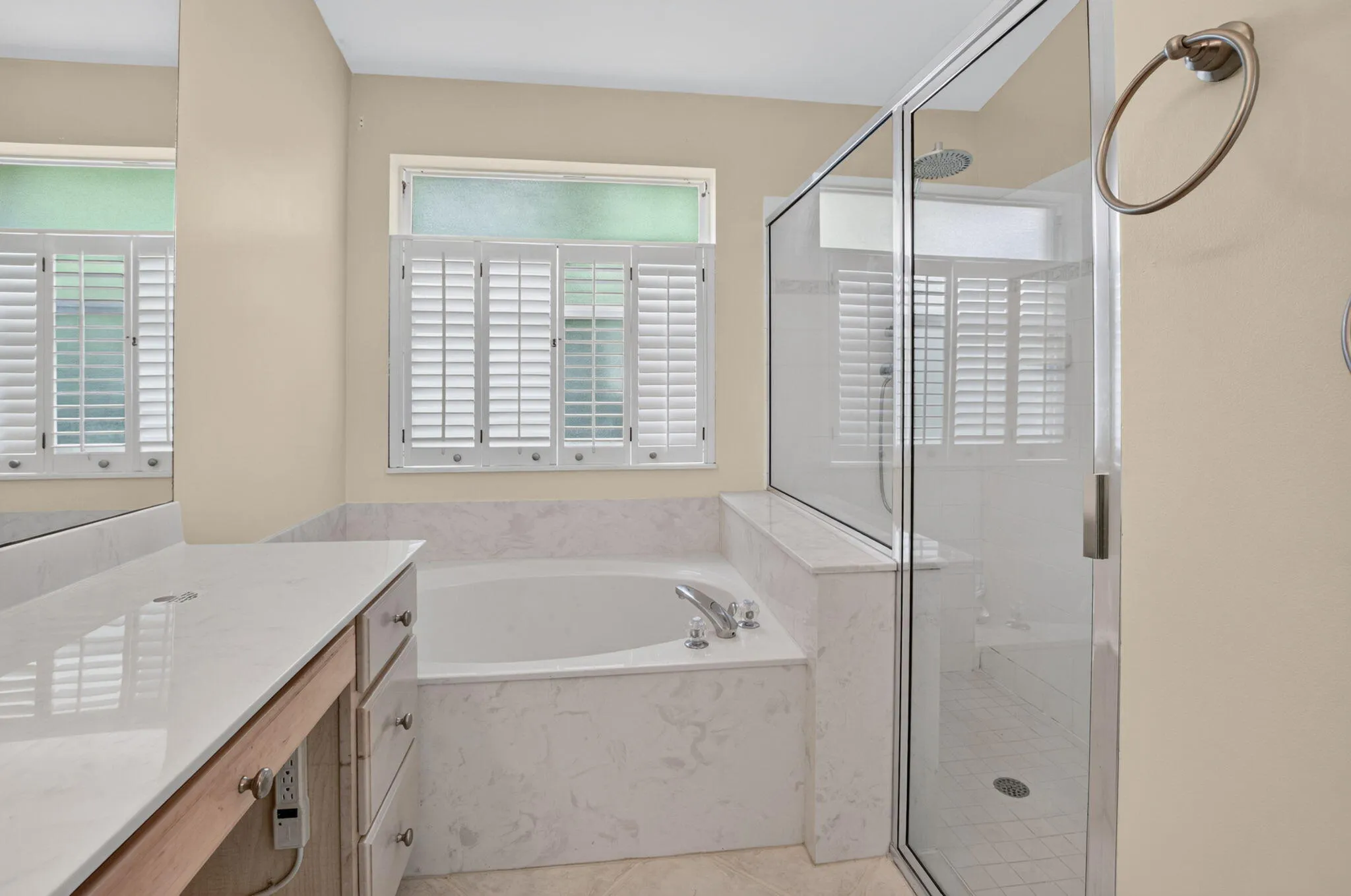 Separate large shower & separate tub