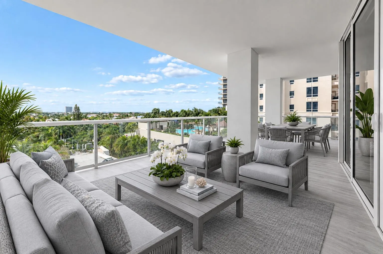 Virtually staged terrace furniture photo