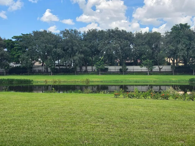 Private lake view from backyard