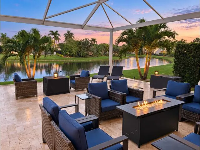 screened patio a dusk