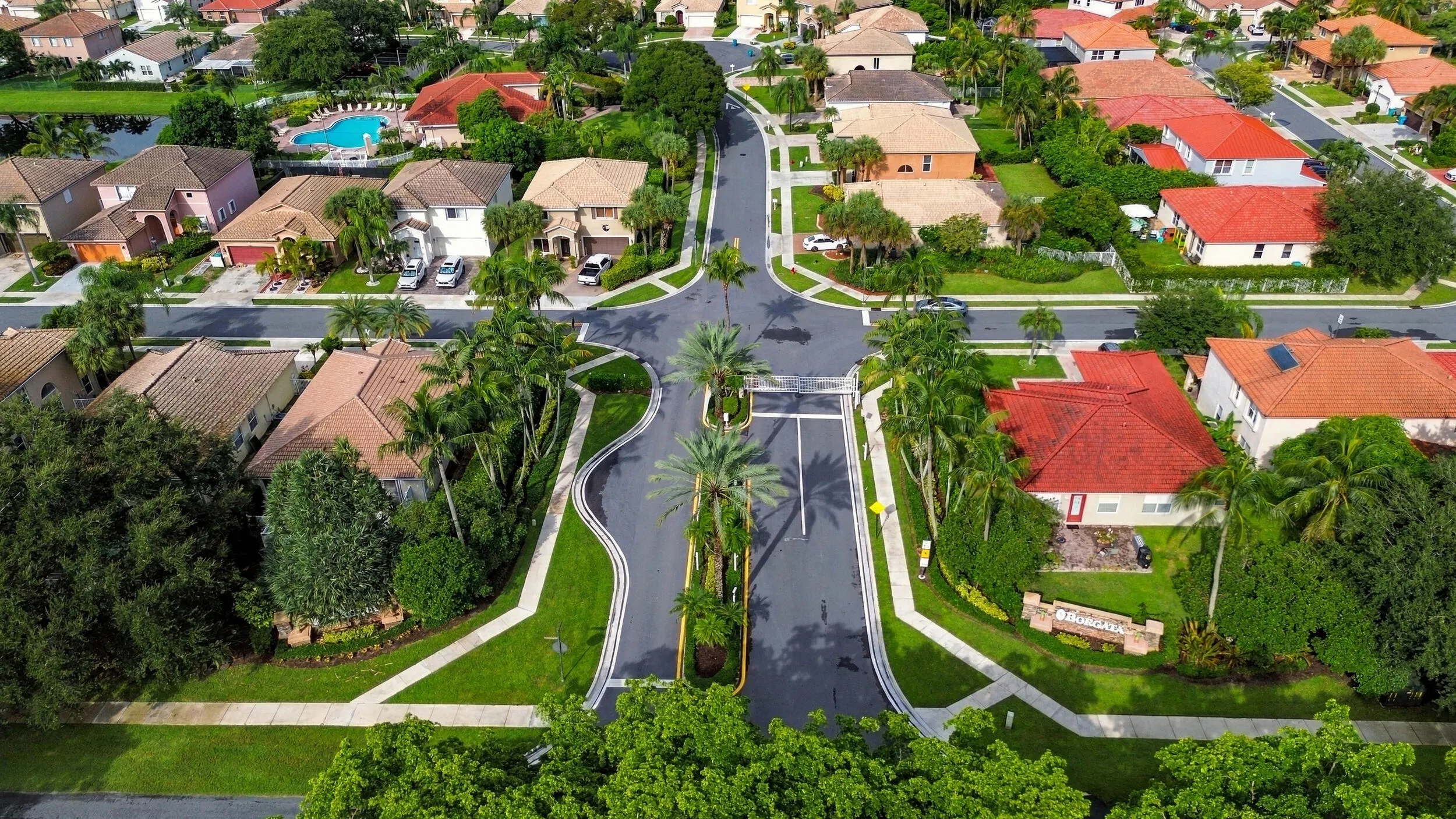 The gated community of Borgata sits in central Boynton Beach. It offers a beautiful clubhouse, gym, waterfront pool, and playground for the community's enjoyment.