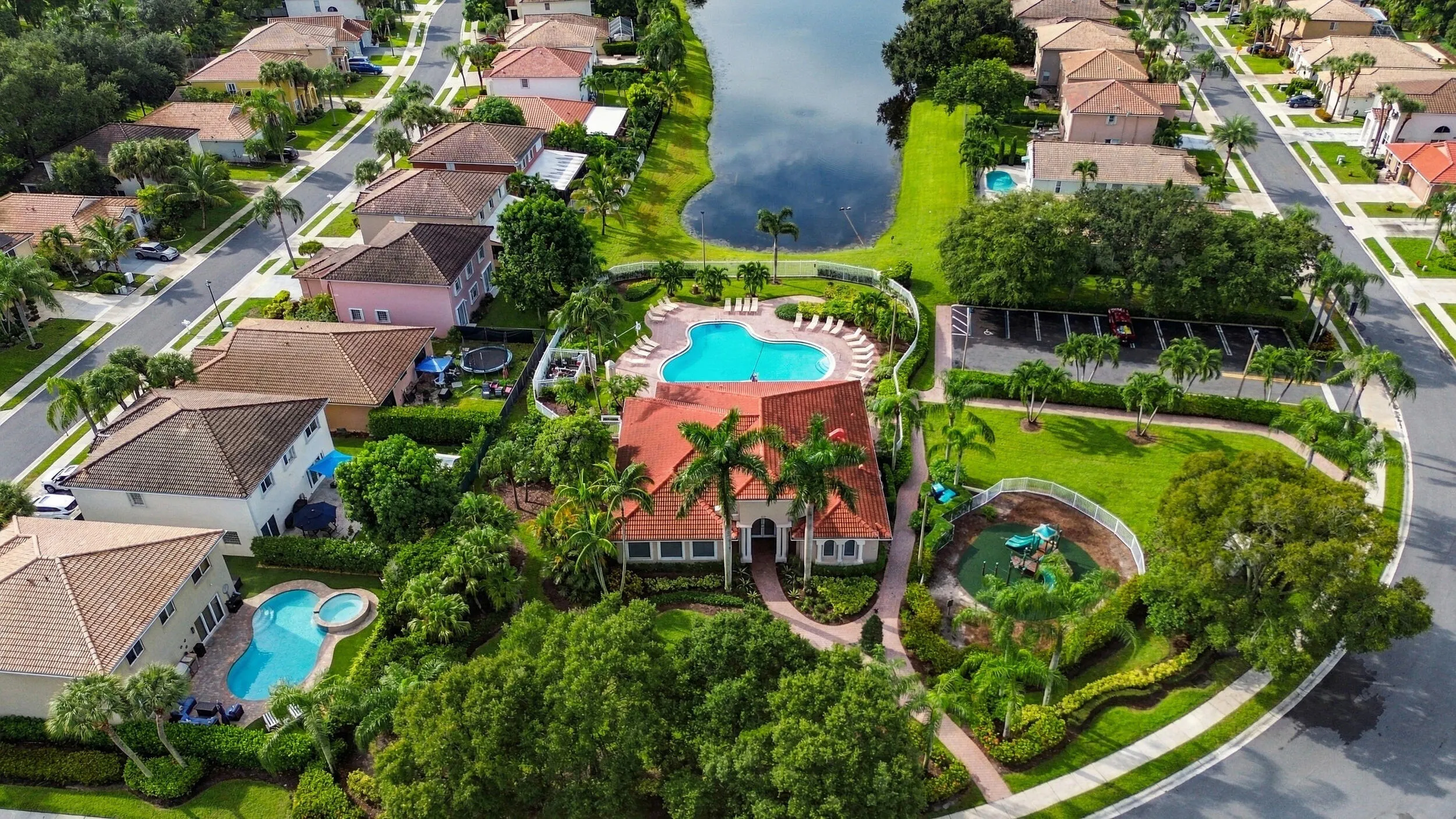 The gated community of Borgata sits in central Boynton Beach. It offers a beautiful clubhouse, gym, waterfront pool, and playground for the community's enjoyment.