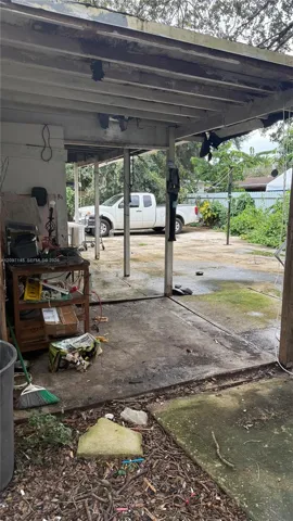 Covered patio with storage space