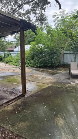 Covered patio overlooking the yard