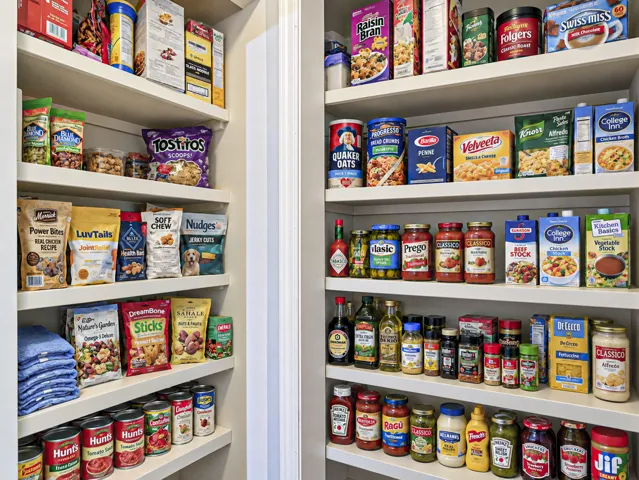 Built-in pantry shelving system.