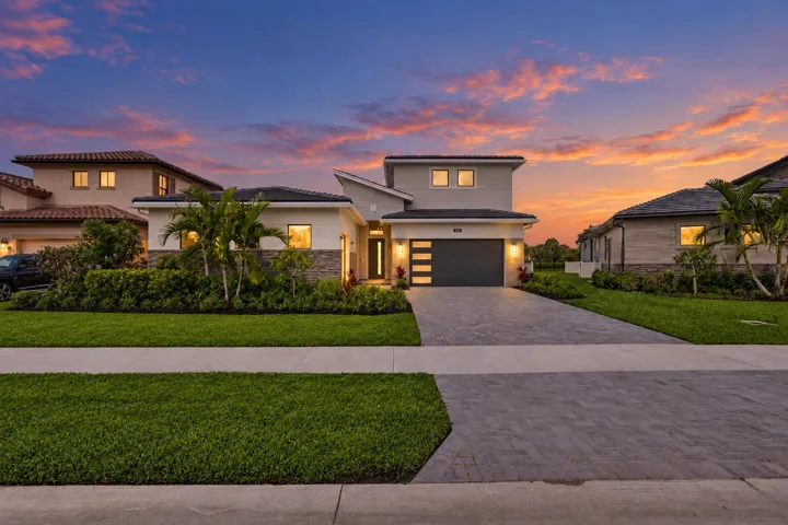 Modern Twilight Home with Dramatic Sky