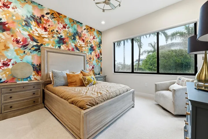 Feature wall with abstract floral pattern