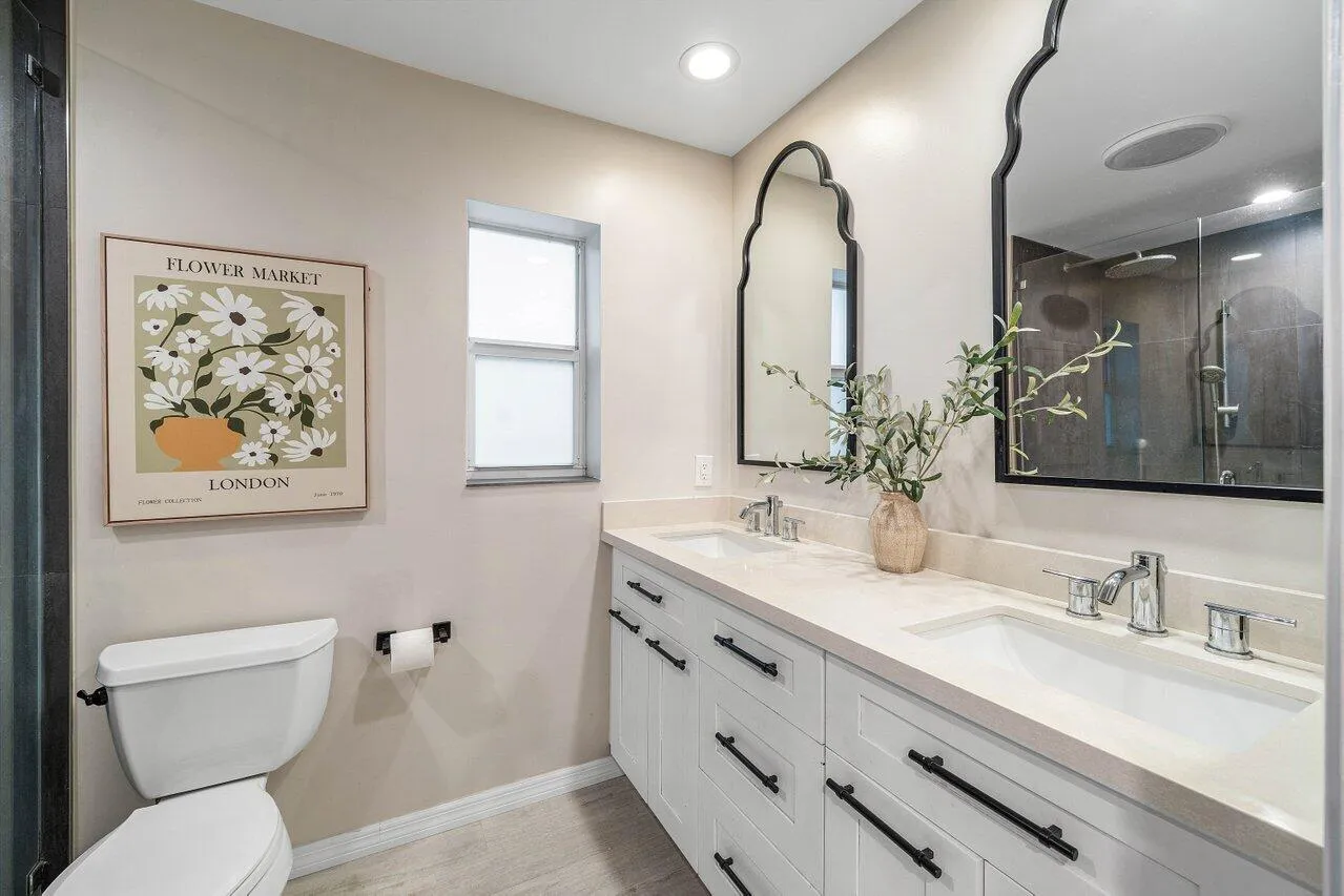 Double vanity with ample storage.