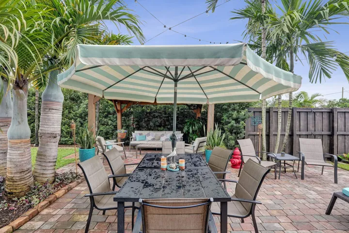 Fenced backyard with room for pets to roam