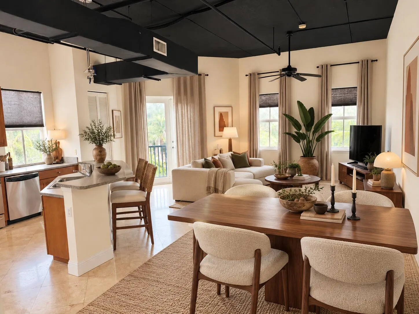 Warm organic modern Delray Beach loft