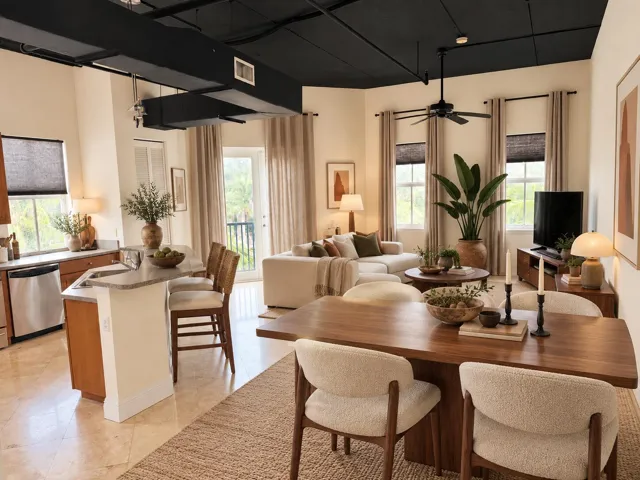 Warm organic modern Delray Beach loft