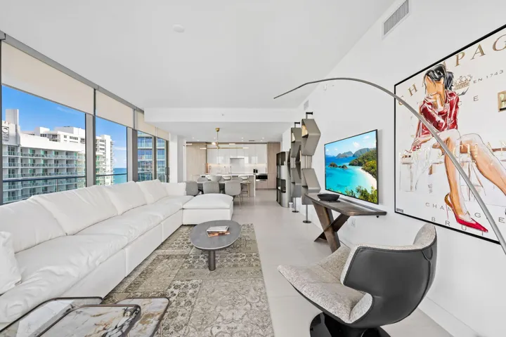 Living Area, Dining Area, and Kitchen