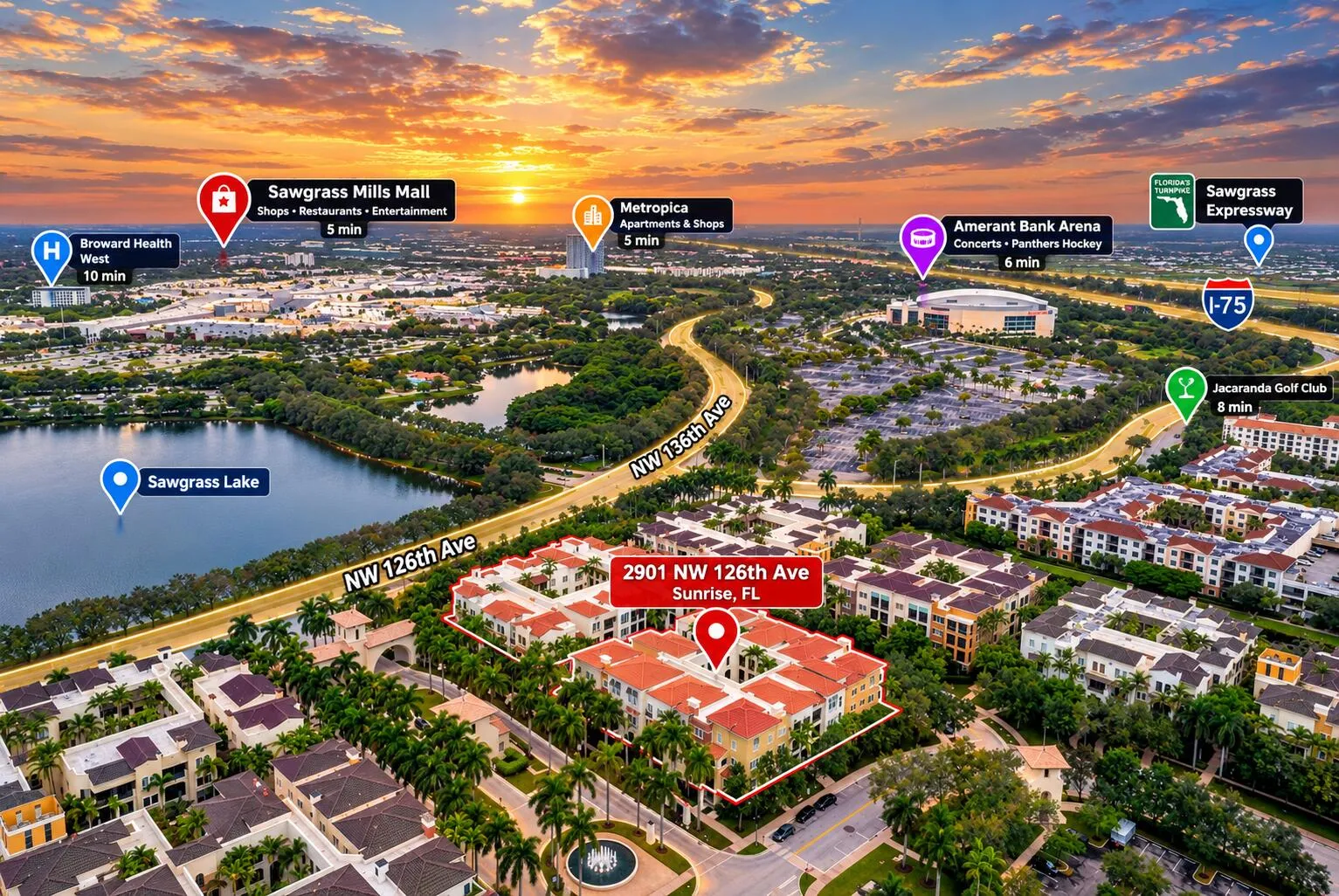 Sunrise Property Map at Golden Hour