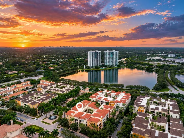 Sunset Aerial Over Tropical Townhomes