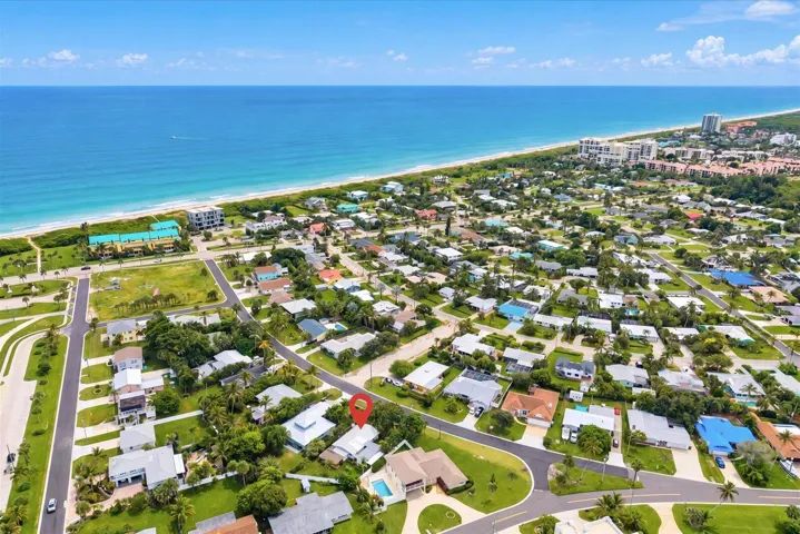 Aerial perspective showcasing coastal proximity